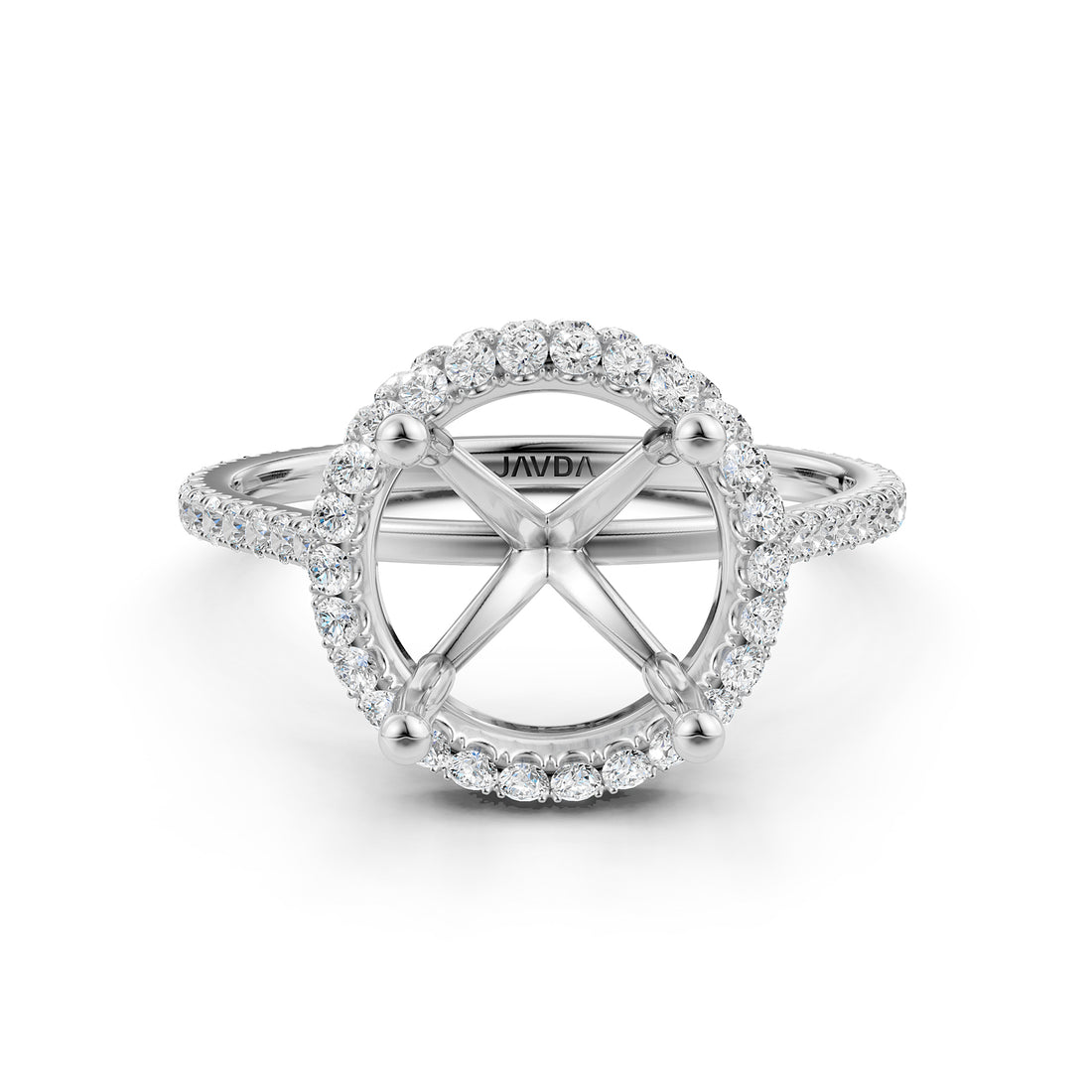 Double Halo Semi Mount Lab Grown Diamond Engagement Ring 0.53 Ct.