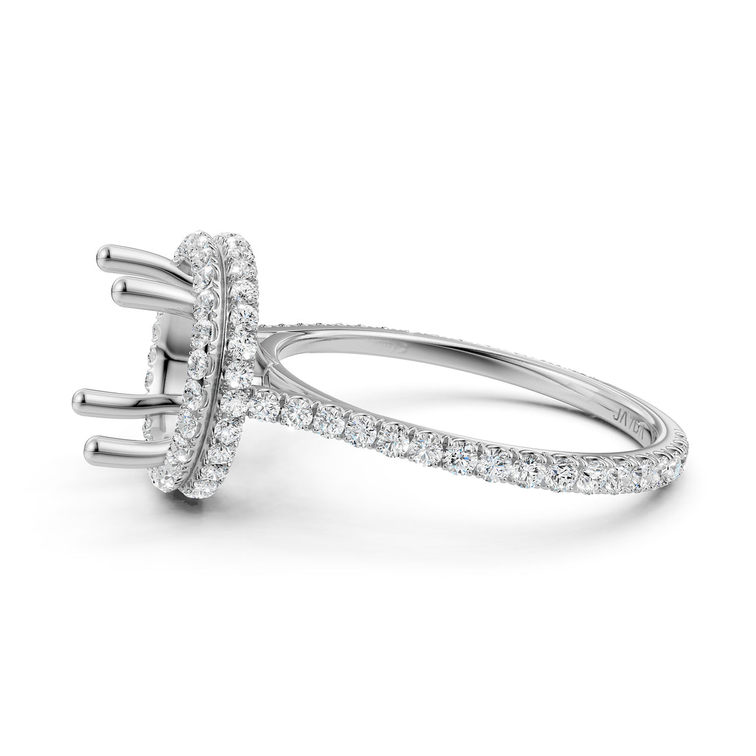 Double Halo Semi Mount Lab Grown Diamond Engagement Ring 0.53 Ct.