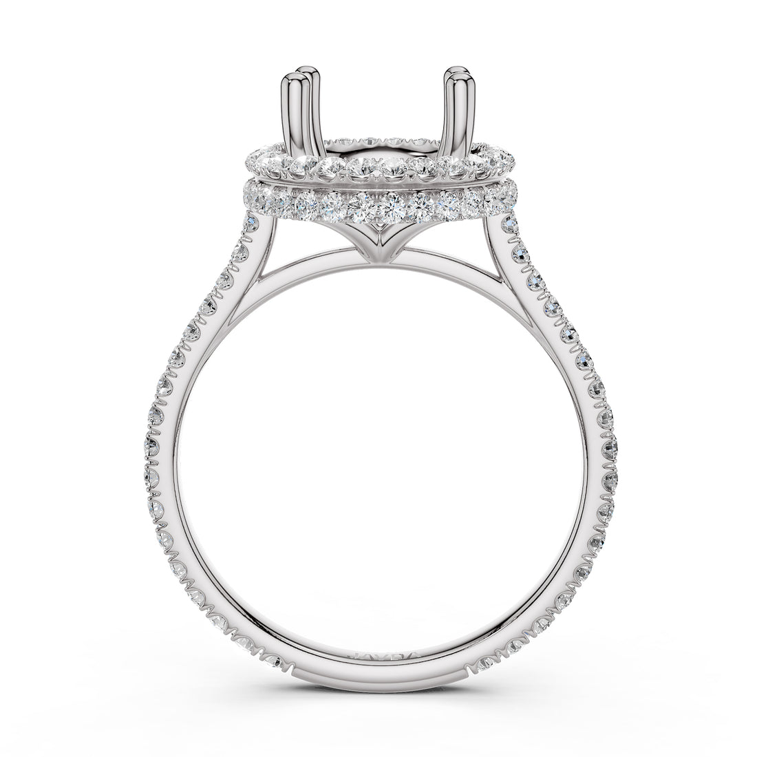 Double Halo Semi Mount Lab Grown Diamond Engagement Ring 0.53 Ct.