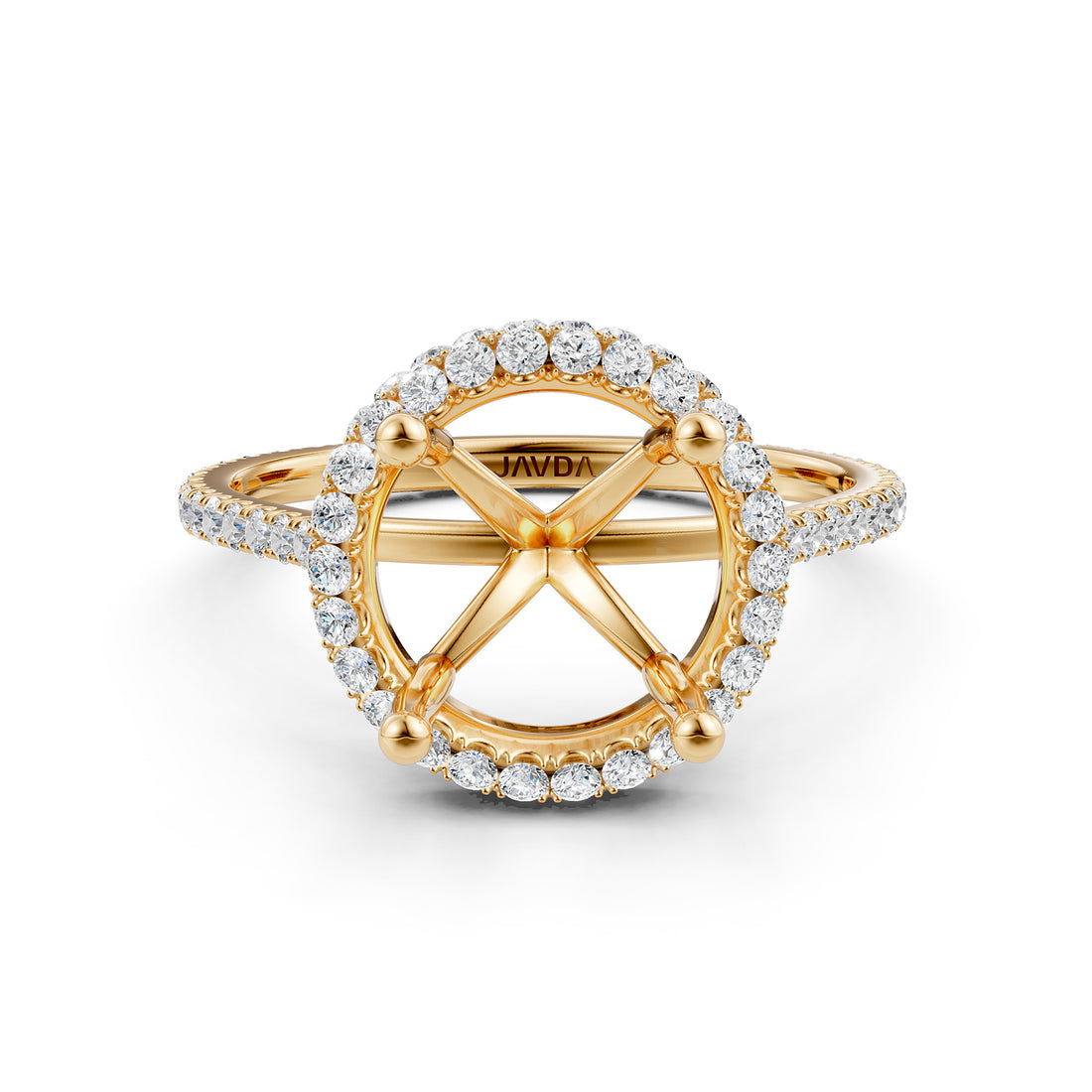 Double Halo Semi Mount Lab Grown Diamond Engagement Ring 0.53 Ct.