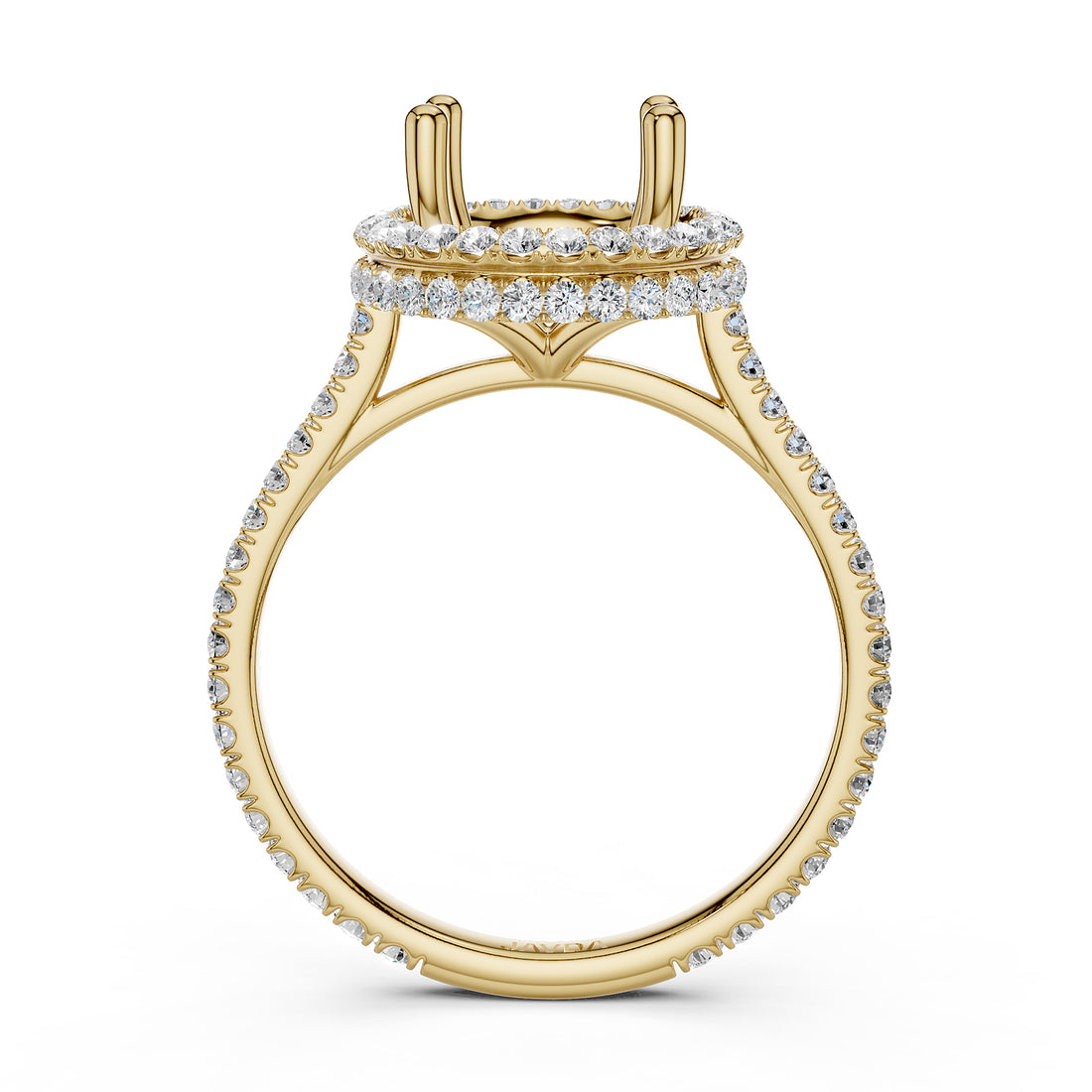 Double Halo Semi Mount Lab Grown Diamond Engagement Ring 0.53 Ct.