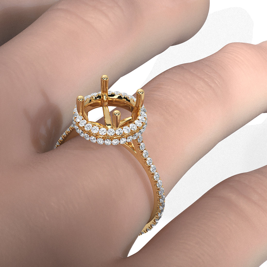 Double Halo Semi Mount Lab Grown Diamond Engagement Ring 0.53 Ct.