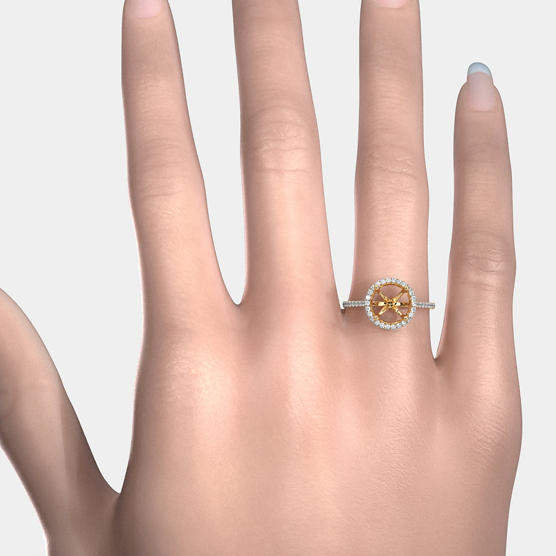 Double Halo Semi Mount Lab Grown Diamond Engagement Ring 0.53 Ct.