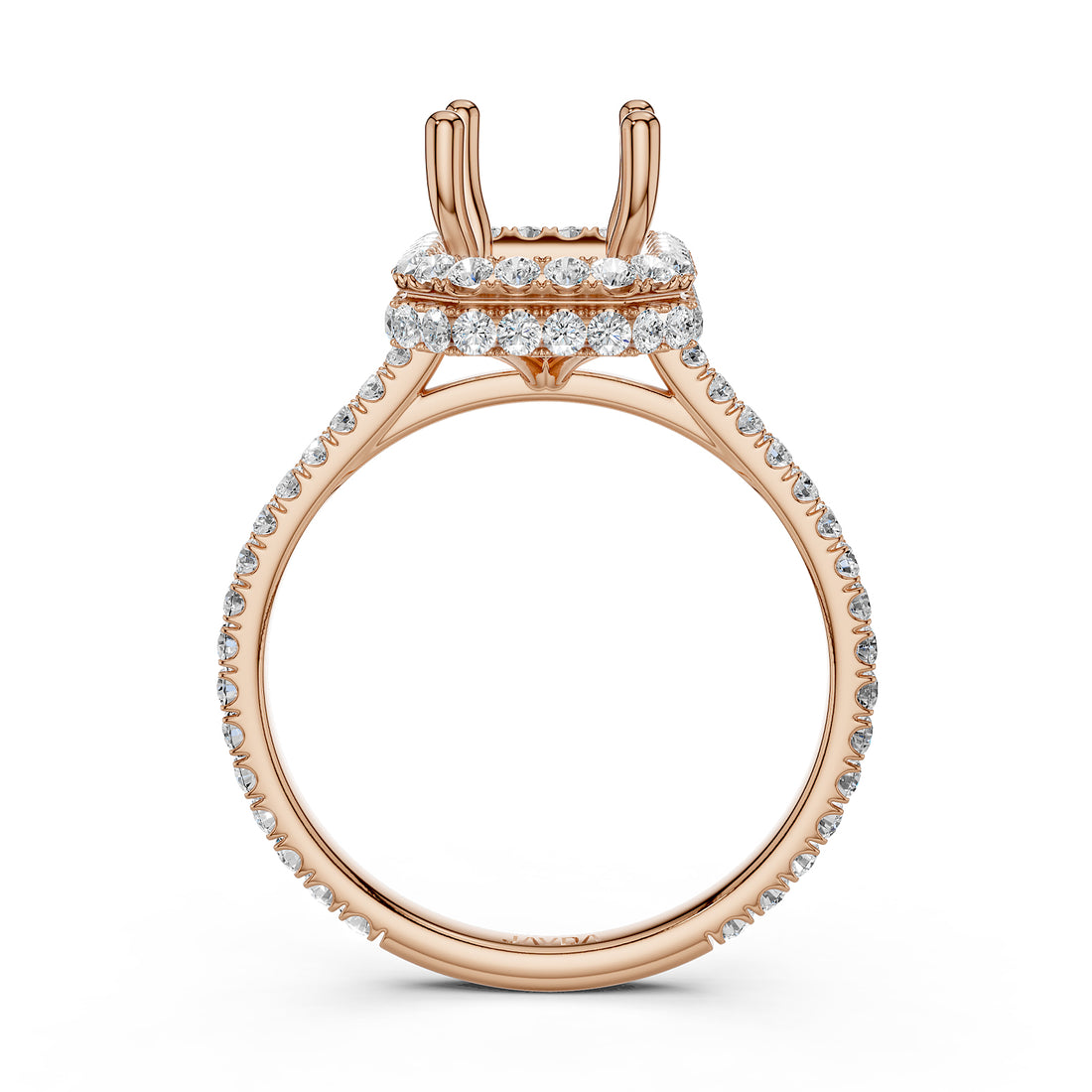 Double Halo Semi Mount Lab Grown Diamond Engagement Ring 0.53 Ct.