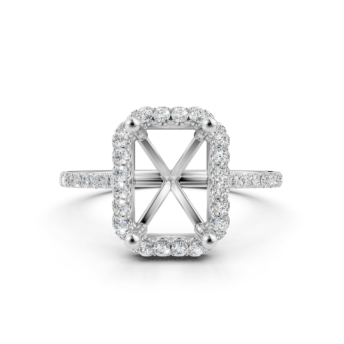 Double Halo Semi Mount Lab Grown Diamond Engagement Ring 0.53 Ct.
