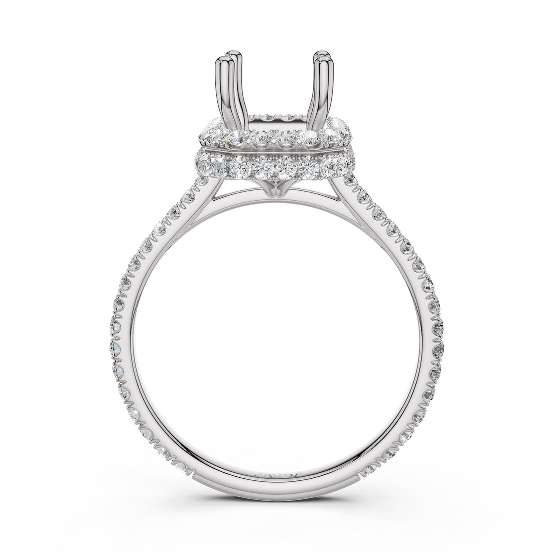 Double Halo Semi Mount Lab Grown Diamond Engagement Ring 0.53 Ct.