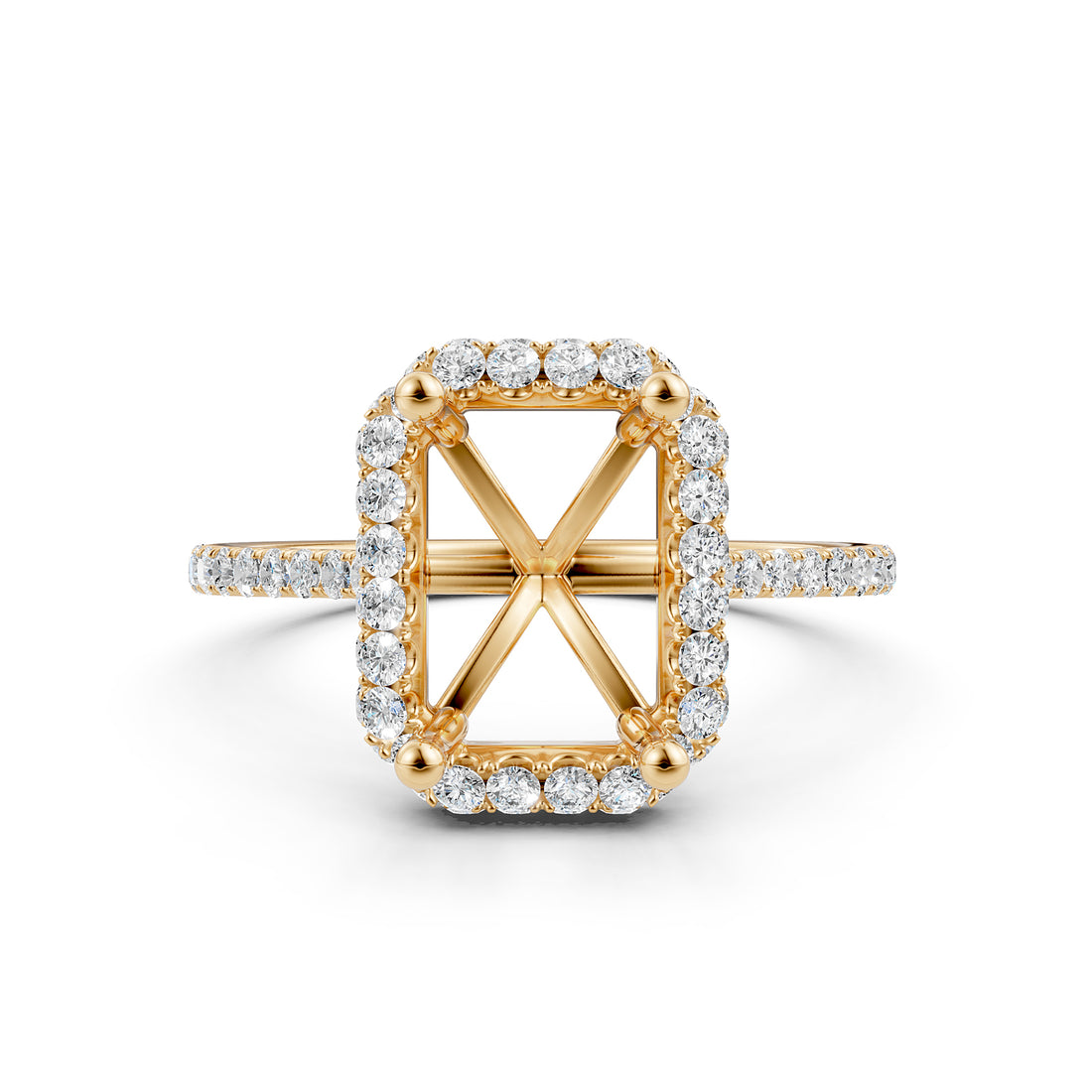 Double Halo Semi Mount Lab Grown Diamond Engagement Ring 0.53 Ct.