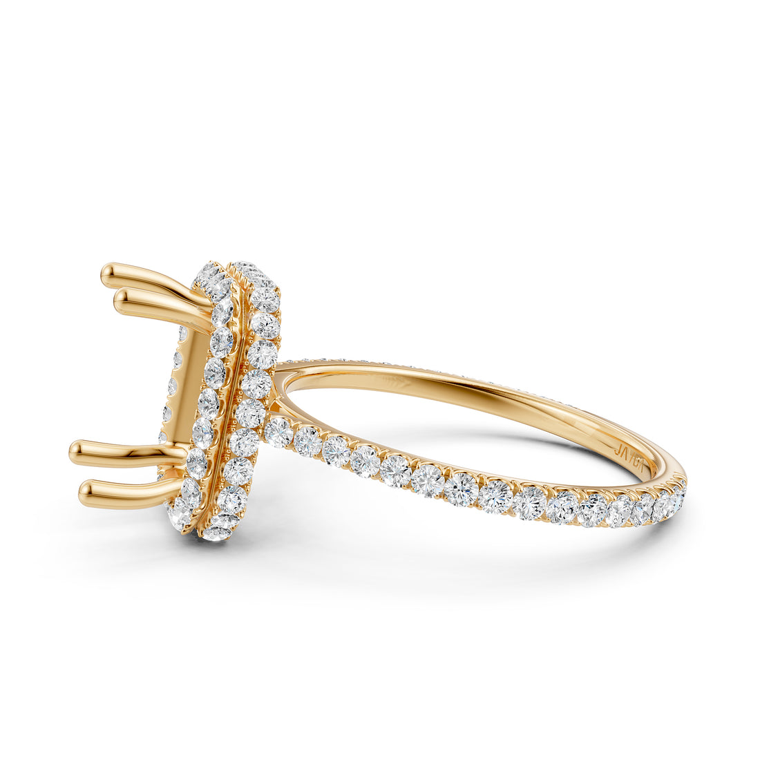 Double Halo Semi Mount Lab Grown Diamond Engagement Ring 0.53 Ct.