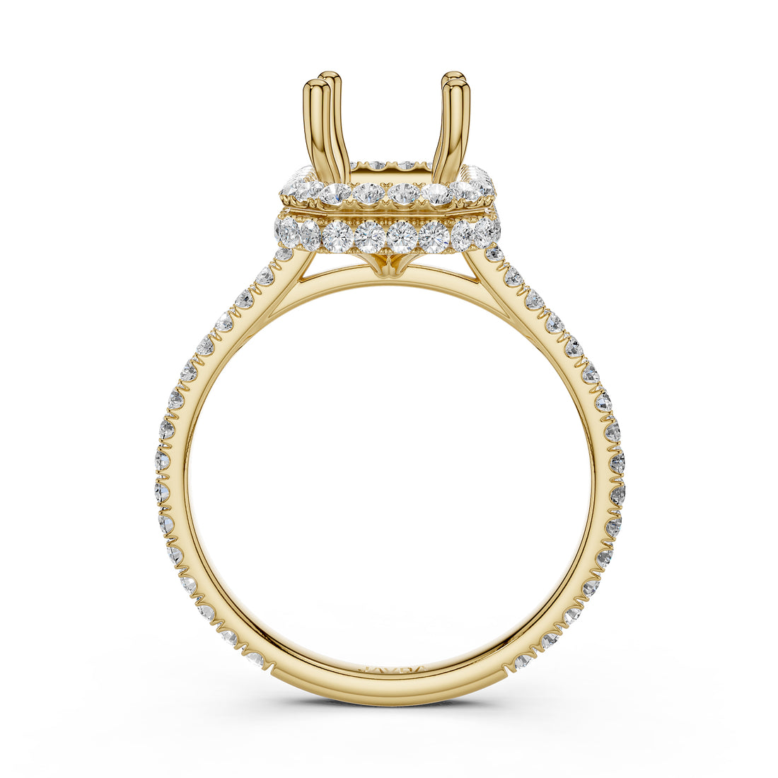 Double Halo Semi Mount Lab Grown Diamond Engagement Ring 0.53 Ct.