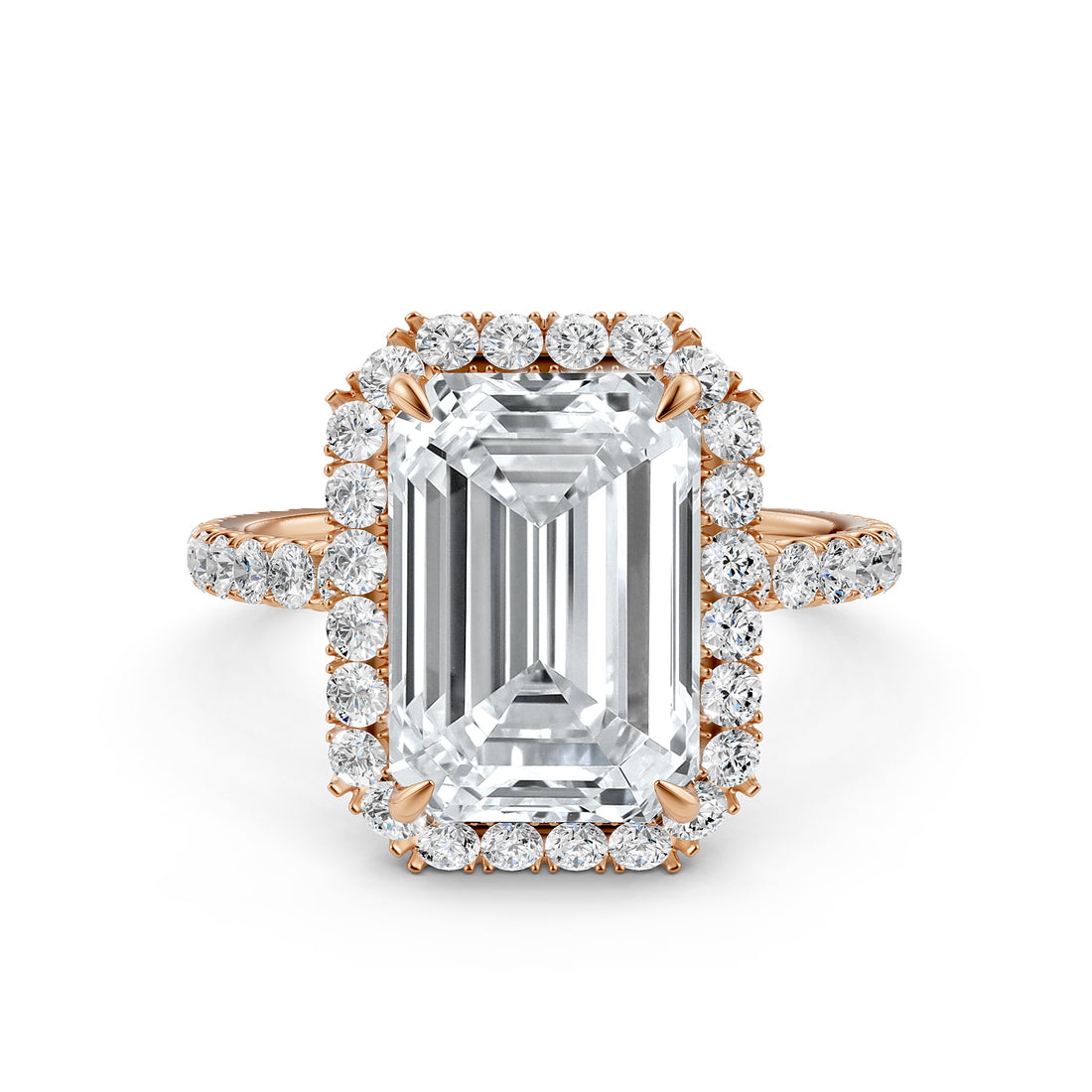 French Pave Set Halo Lab Grown Diamond Engagement Ring 2.59 Ctw.