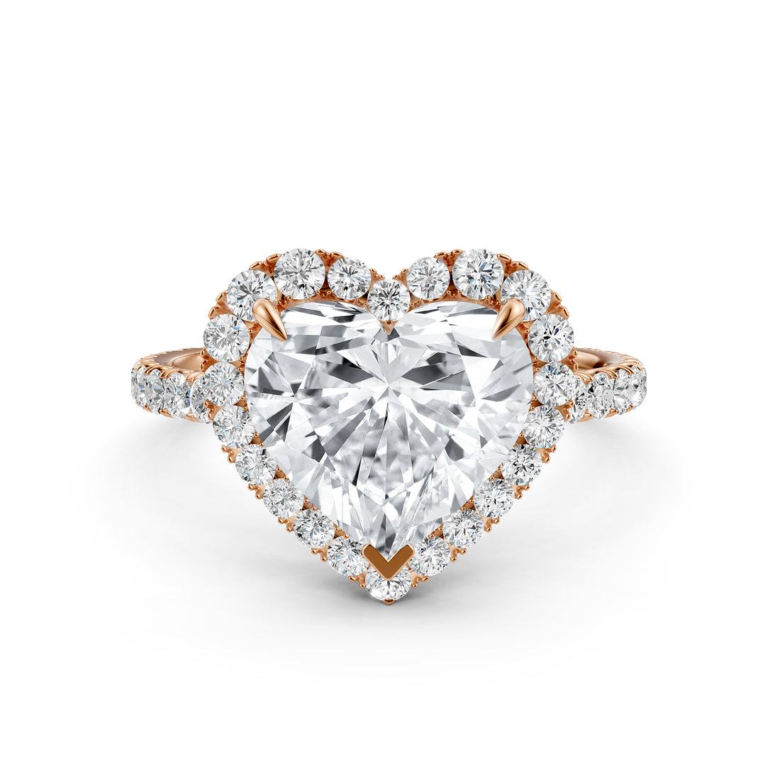 French Pave Set Halo Lab Grown Diamond Engagement Ring 2.59 Ctw.