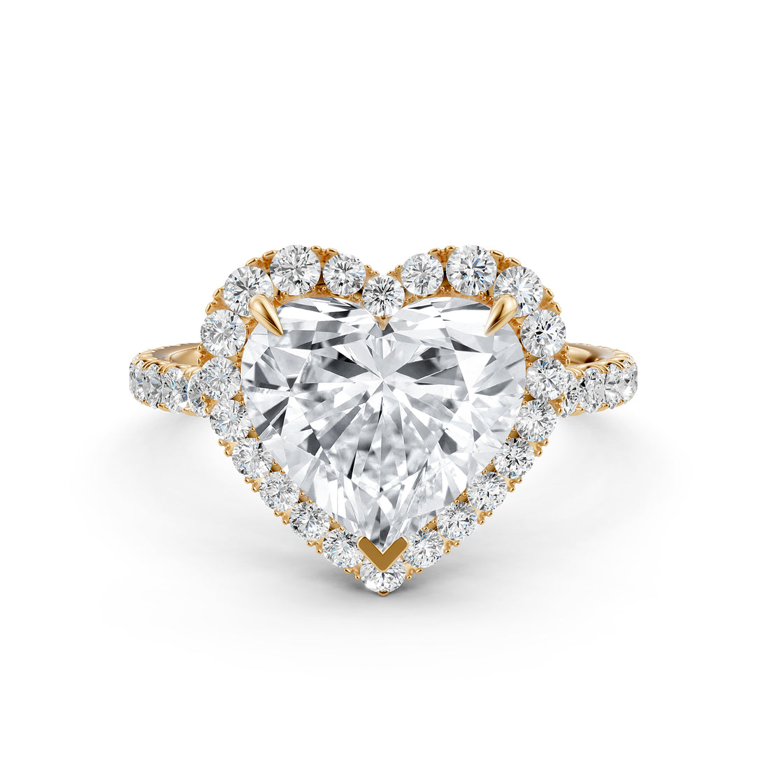 French Pave Set Halo Lab Grown Diamond Engagement Ring 2.59 Ctw.