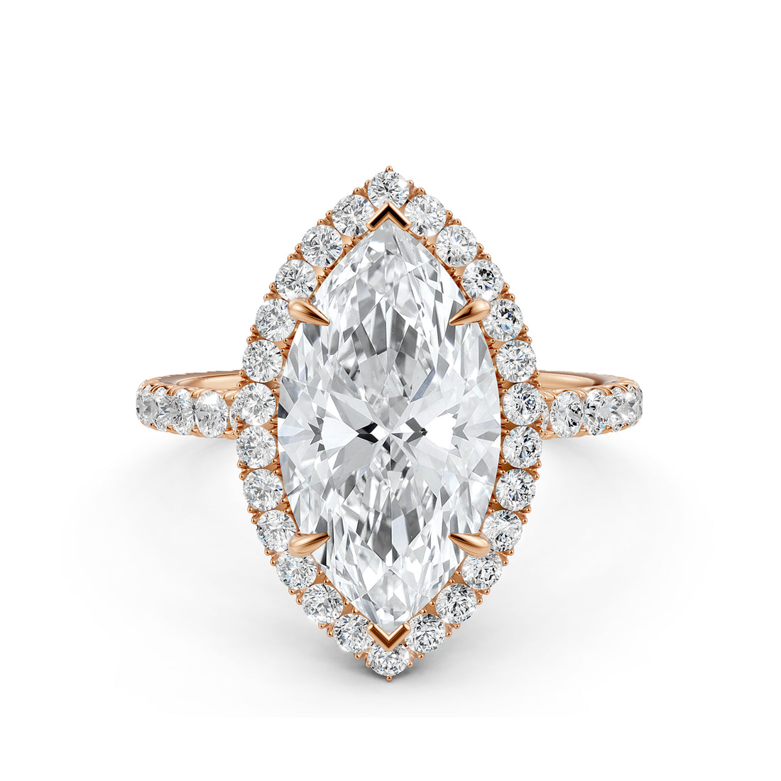 French Pave Set Halo Lab Grown Diamond Engagement Ring 2.59 Ctw.