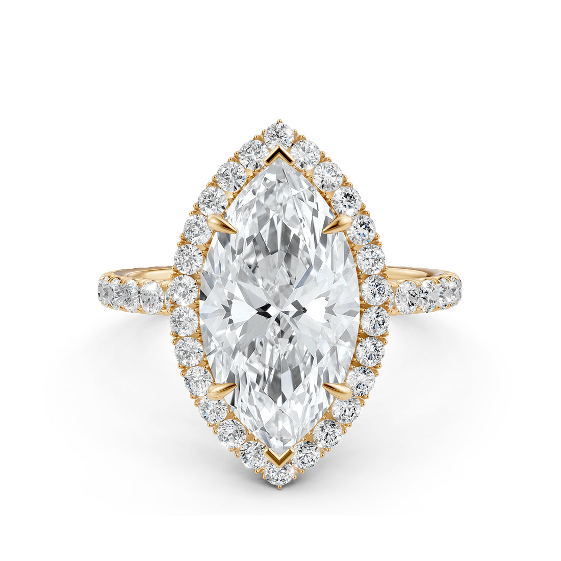 French Pave Set Halo Lab Grown Diamond Engagement Ring 2.59 Ctw.