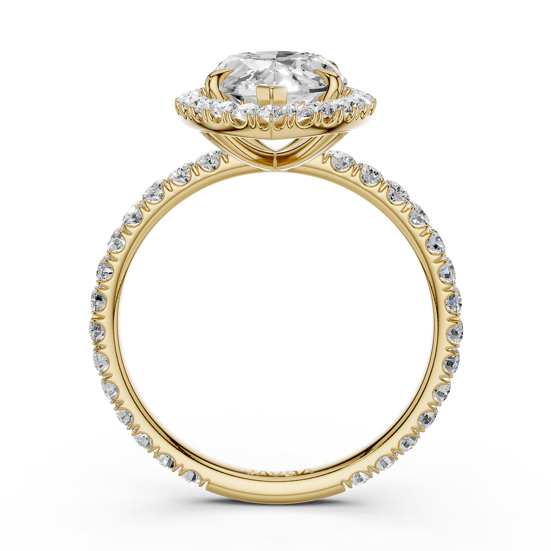 French Pave Set Halo Lab Grown Diamond Engagement Ring 2.59 Ctw.