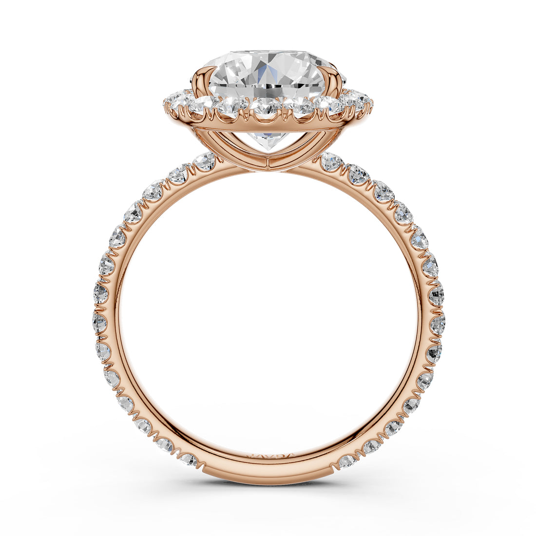 French Pave Set Halo Lab Grown Diamond Engagement Ring 2.59 Ctw.