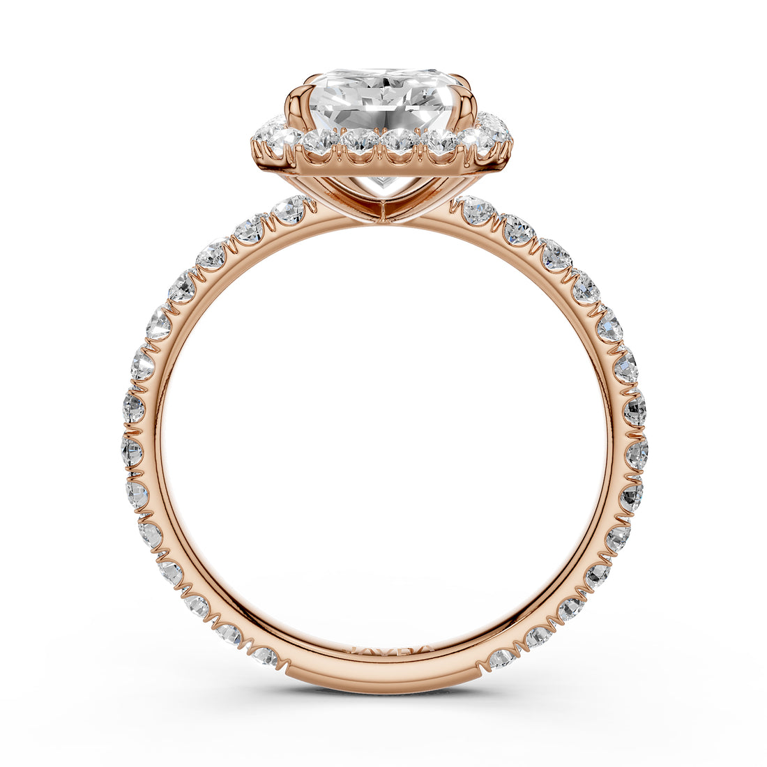 French Pave Set Halo Lab Grown Diamond Engagement Ring 2.59 Ctw.
