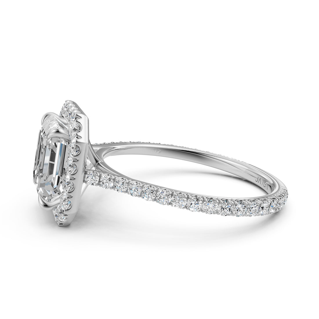 French U Pave Halo 2.54 Ctw. Round IGI Certified Diamond Engagement Ring