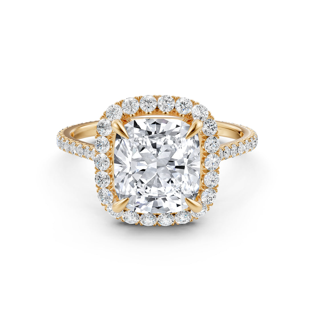 French U Pave Halo 2.54 Ctw. Round IGI Certified Diamond Engagement Ring