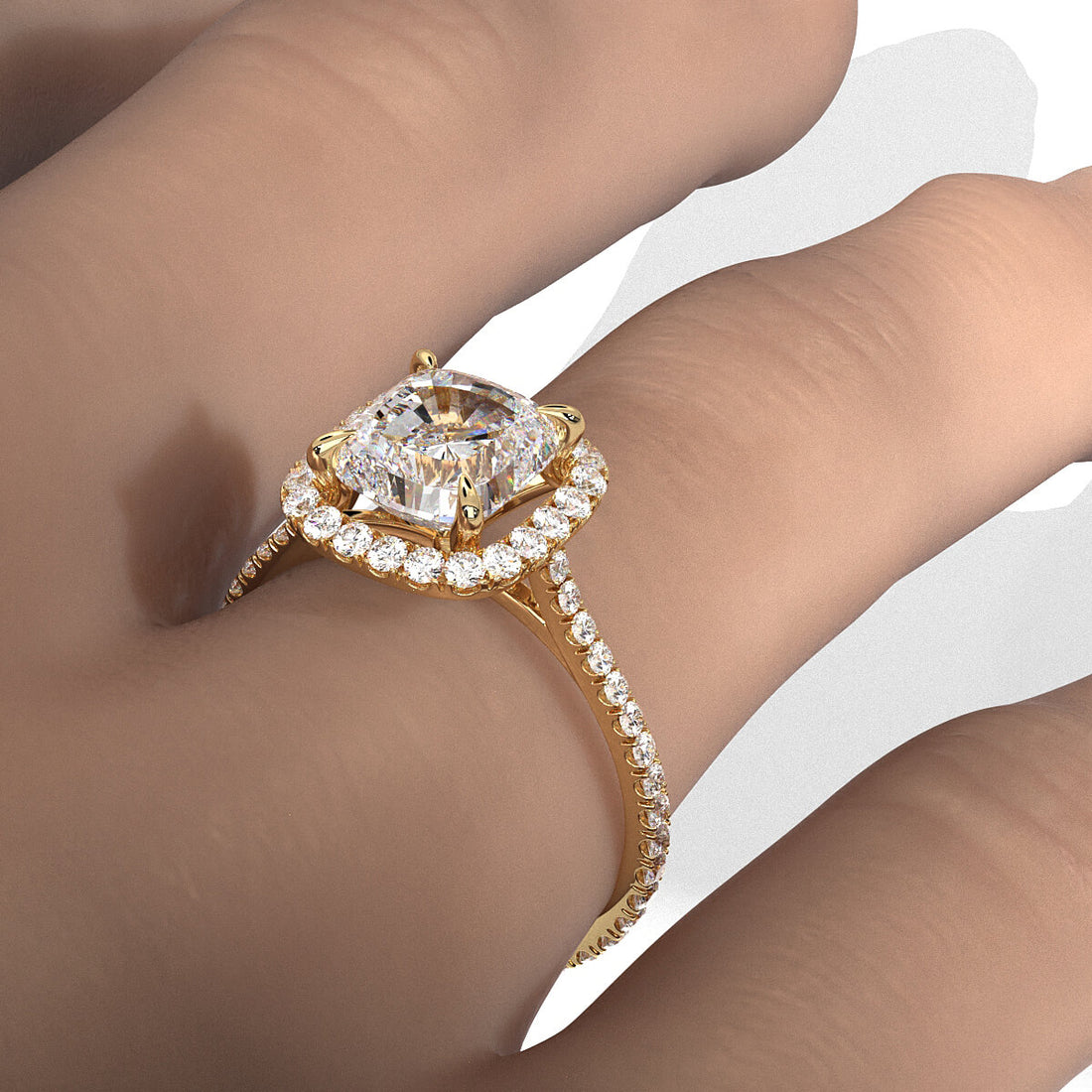 French U Pave Halo 2.54 Ctw. Round IGI Certified Diamond Engagement Ring