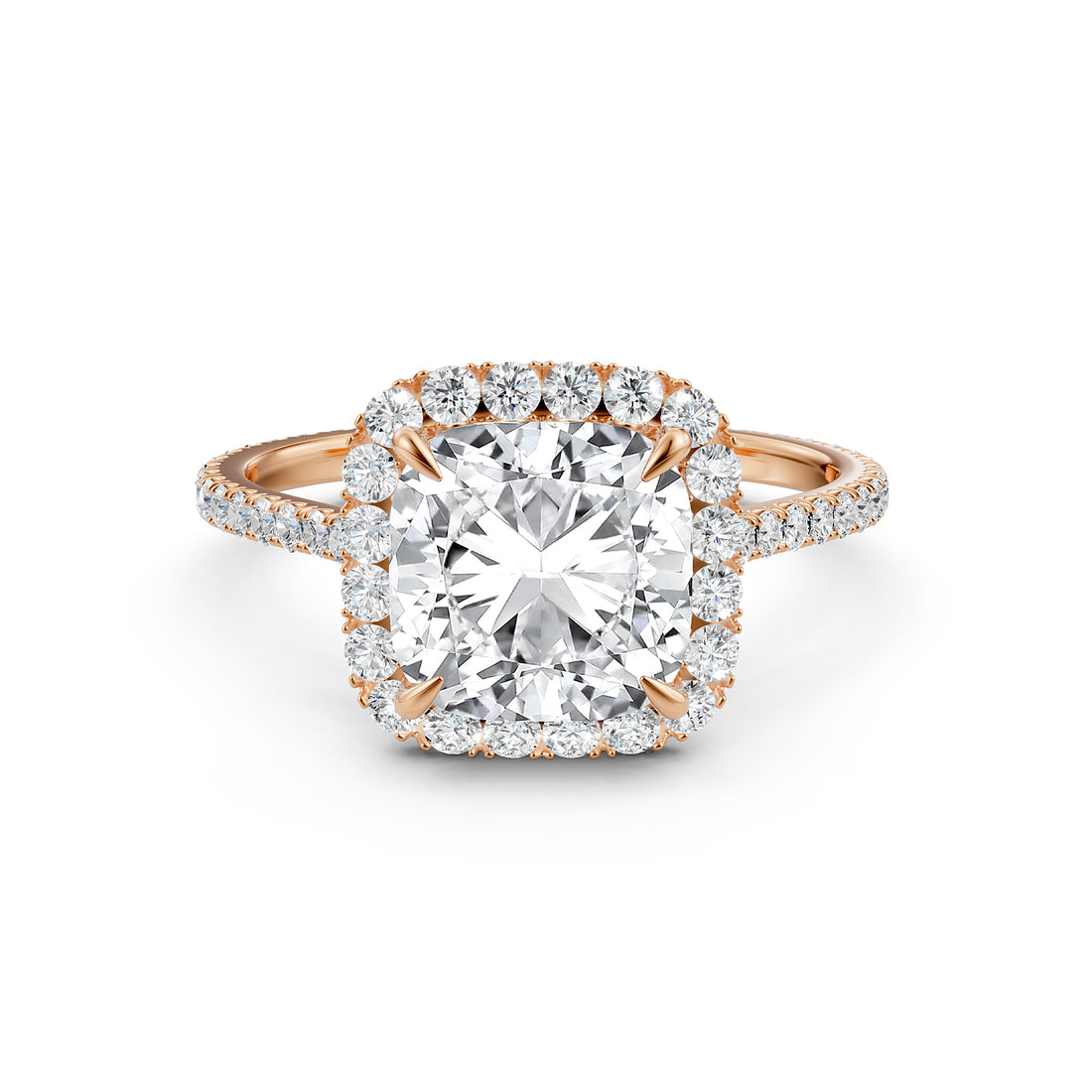 French U Pave Halo 2.54 Ctw. Round IGI Certified Diamond Engagement Ring