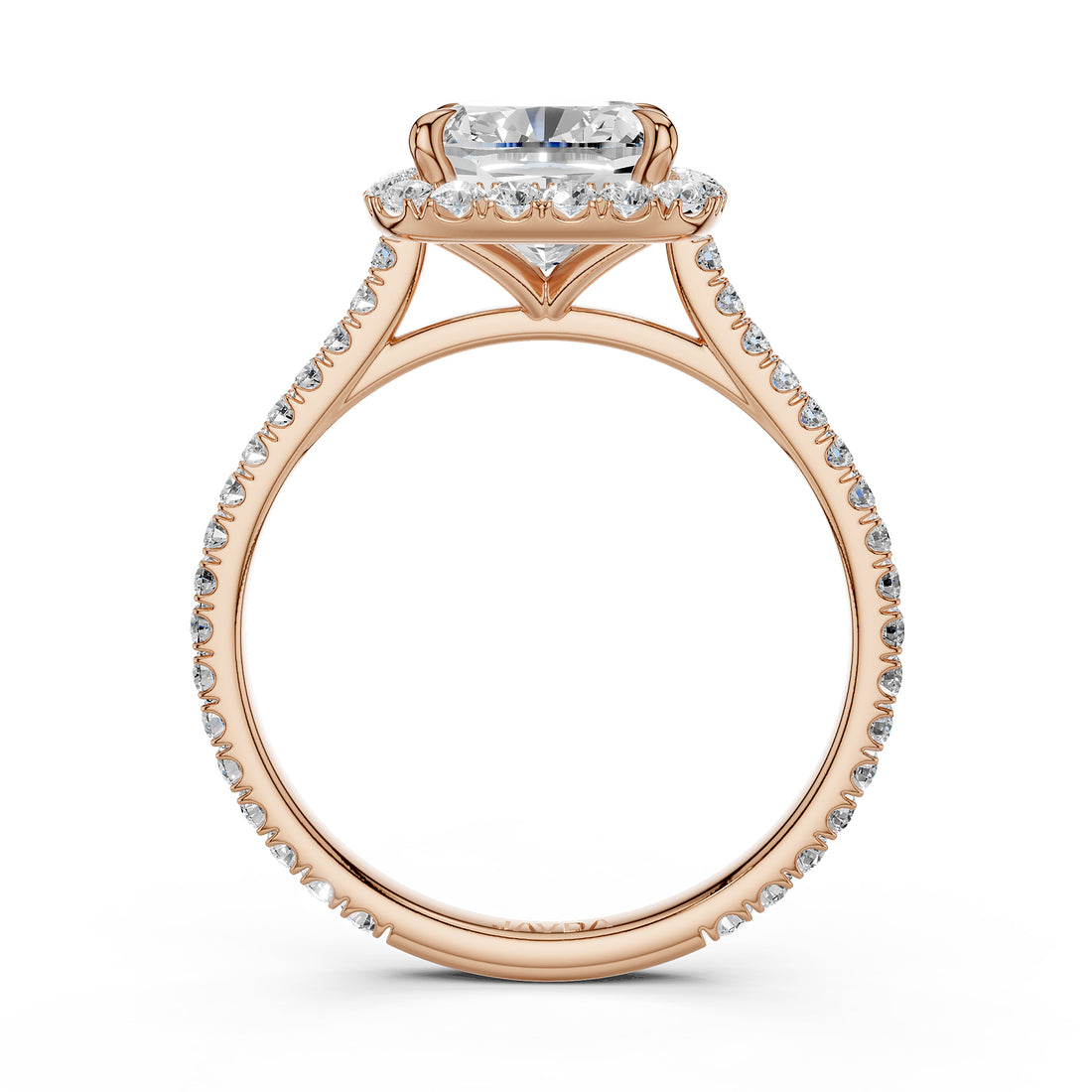 French U Pave Halo 2.54 Ctw. Round IGI Certified Diamond Engagement Ring
