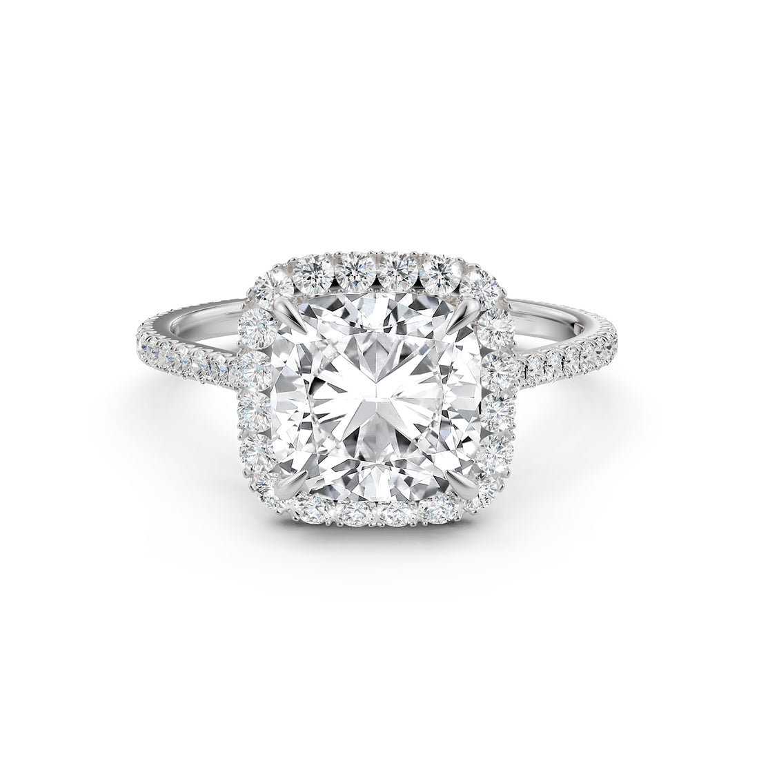 French U Pave Halo 2.54 Ctw. Round IGI Certified Diamond Engagement Ring