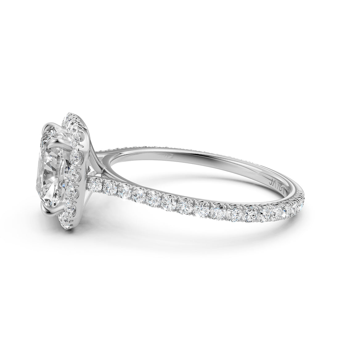 French U Pave Halo 2.54 Ctw. Round IGI Certified Diamond Engagement Ring