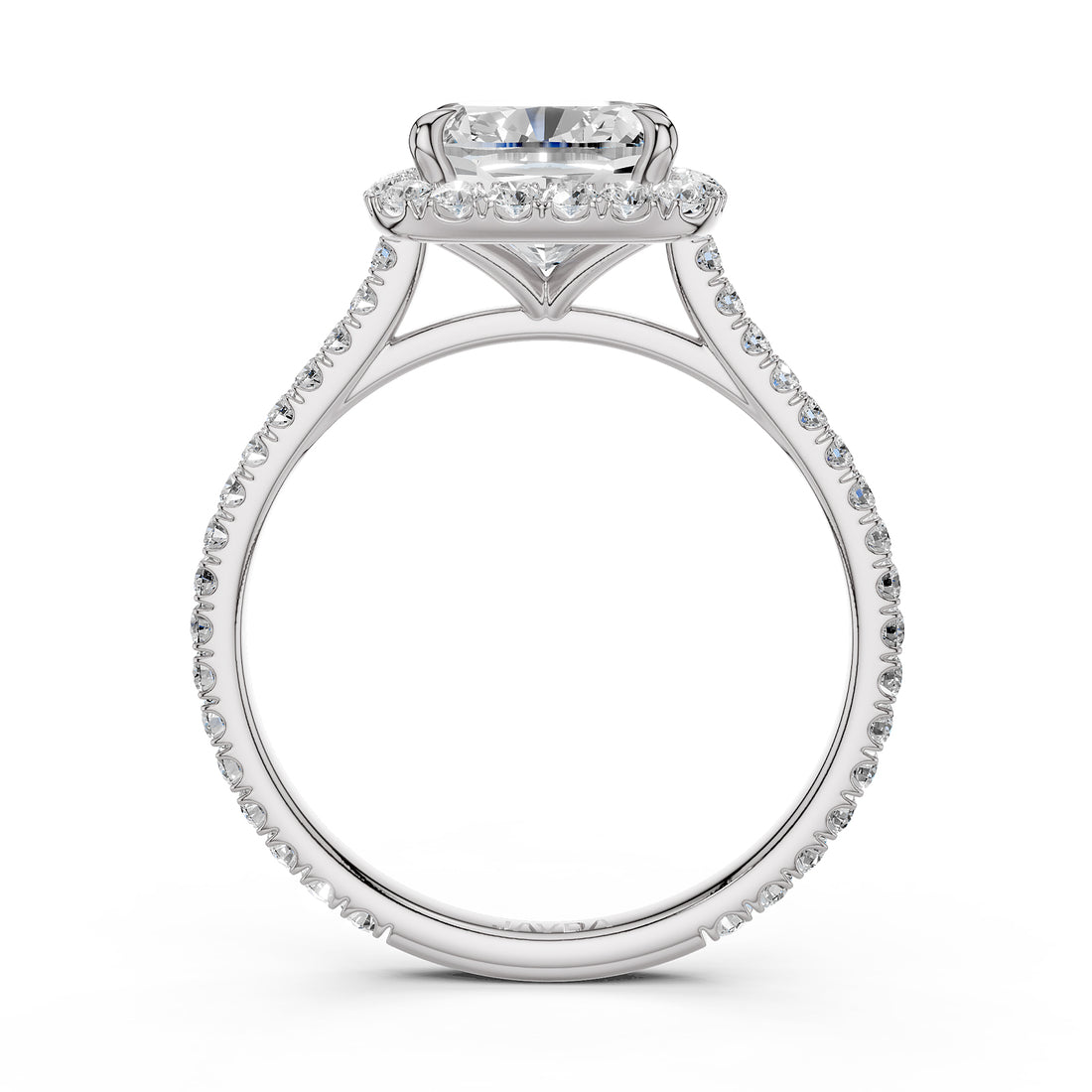 French U Pave Halo 2.54 Ctw. Round IGI Certified Diamond Engagement Ring