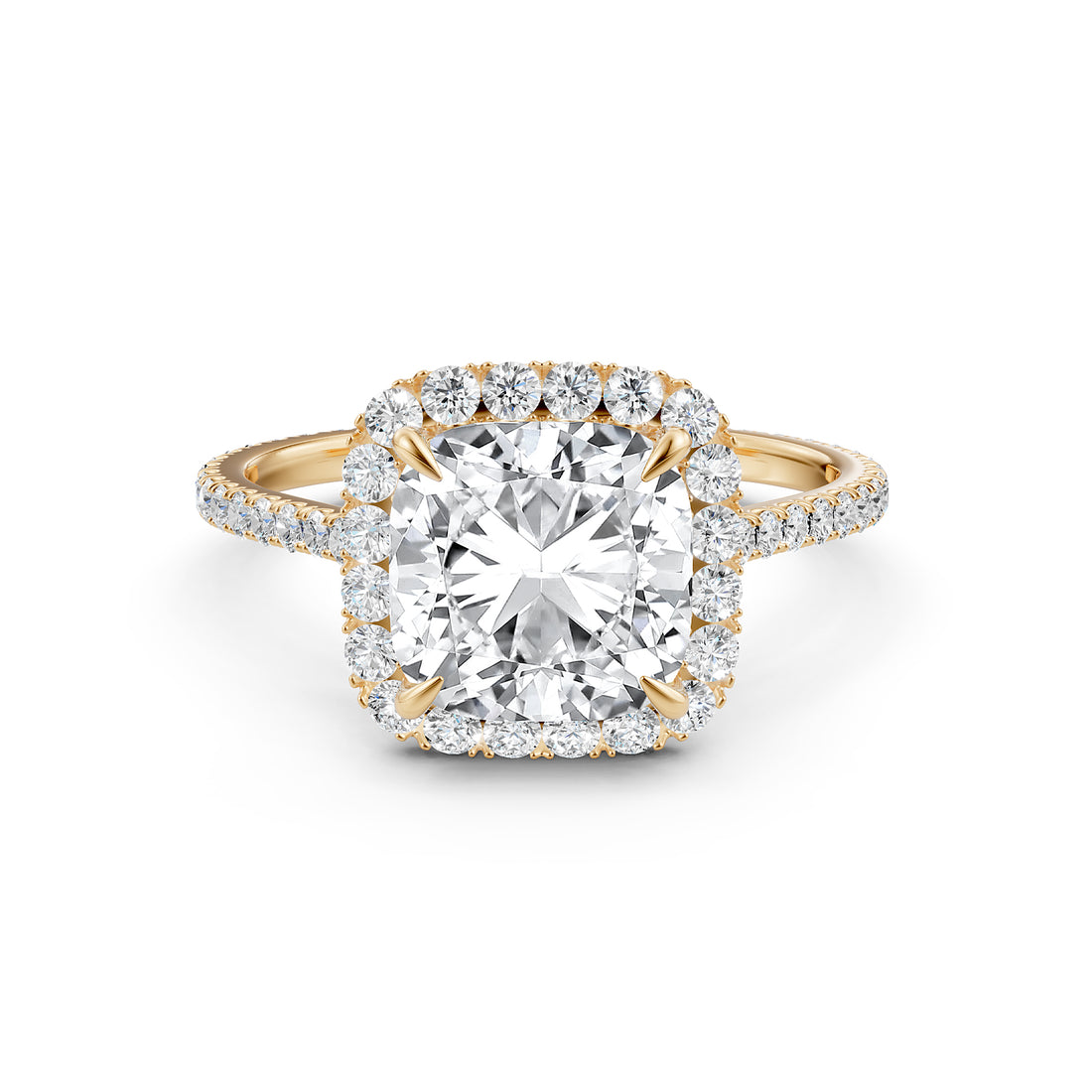 French U Pave Halo 2.54 Ctw. Round IGI Certified Diamond Engagement Ring