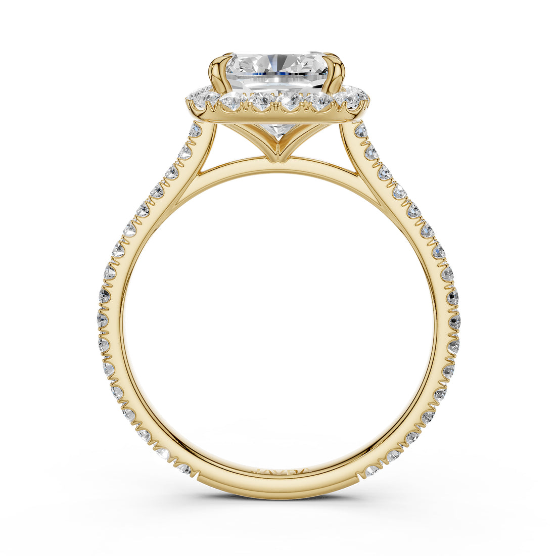 French U Pave Halo 2.54 Ctw. Round IGI Certified Diamond Engagement Ring