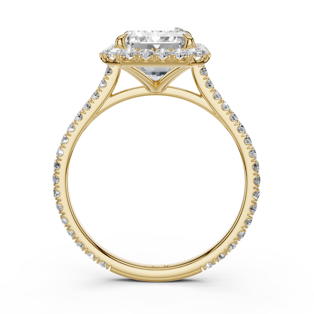 French U Pave Halo 2.54 Ctw. Round IGI Certified Diamond Engagement Ring