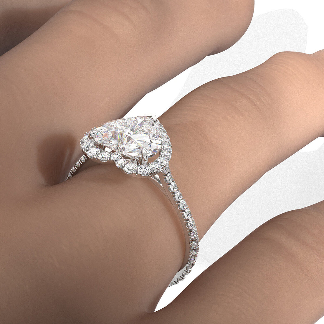 French U Pave Halo 2.54 Ctw. Round IGI Certified Diamond Engagement Ring