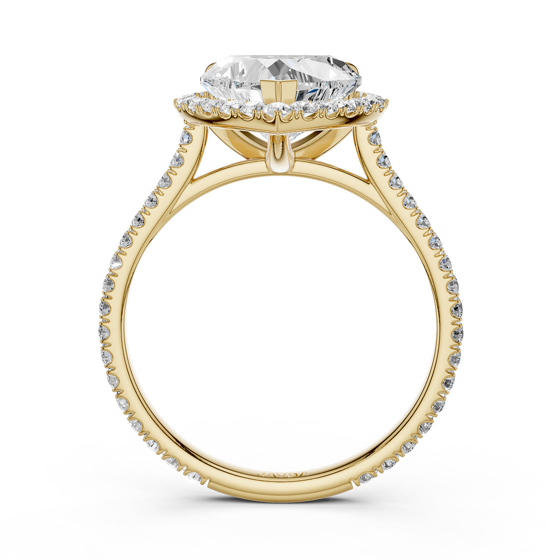 French U Pave Halo 2.54 Ctw. Round IGI Certified Diamond Engagement Ring