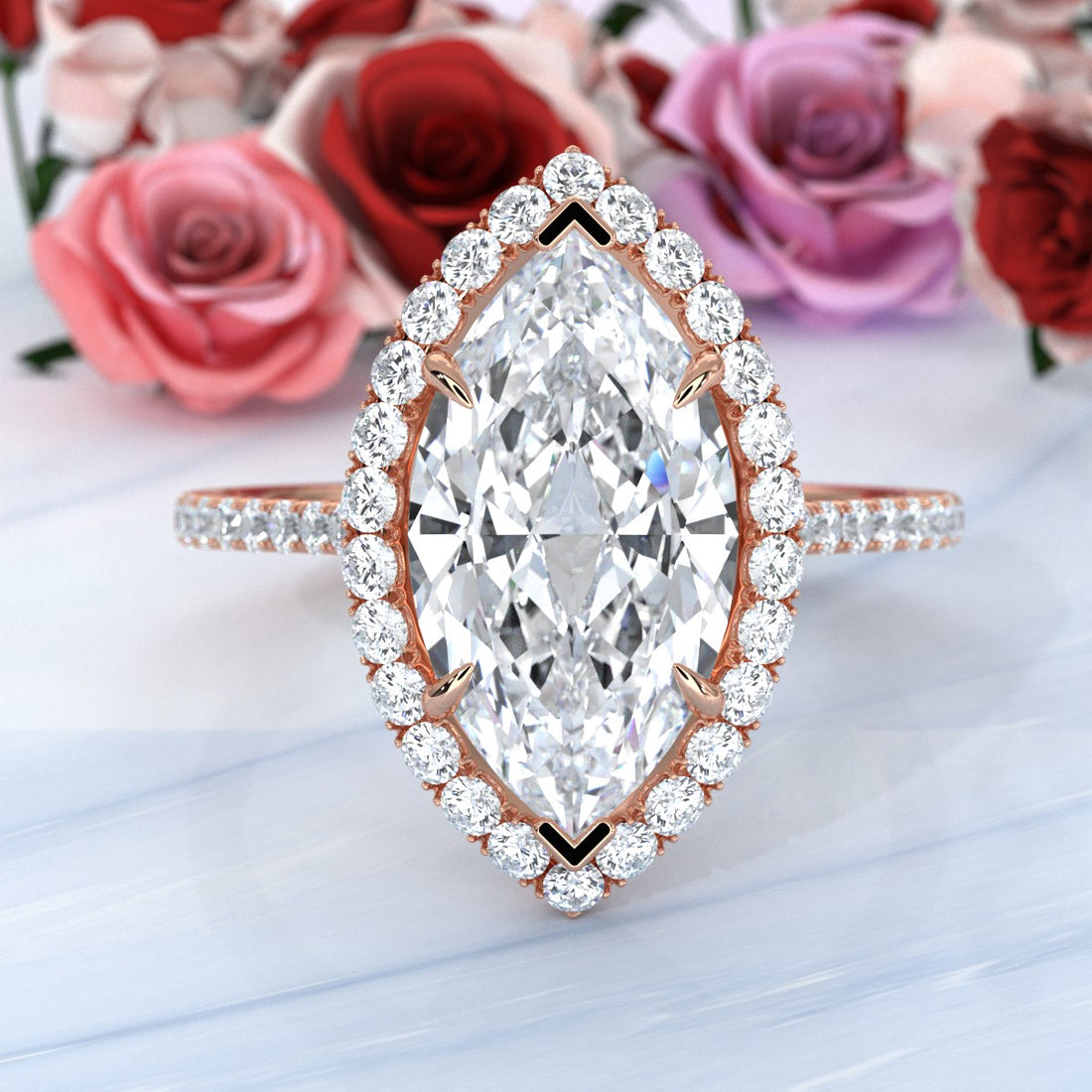 French U Pave Halo 2.54 Ctw. Round IGI Certified Diamond Engagement Ring