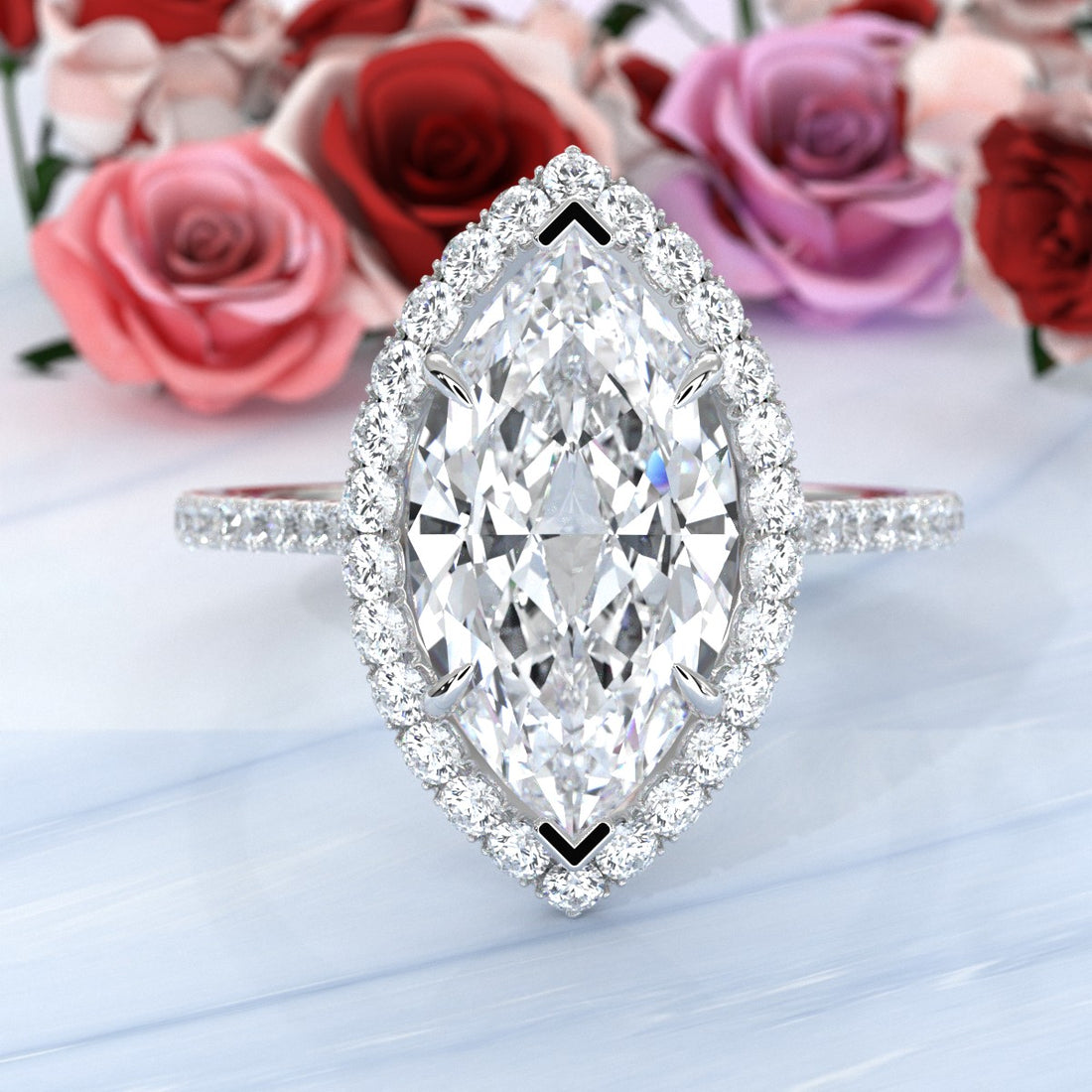 French U Pave Halo 2.54 Ctw. Round IGI Certified Diamond Engagement Ring