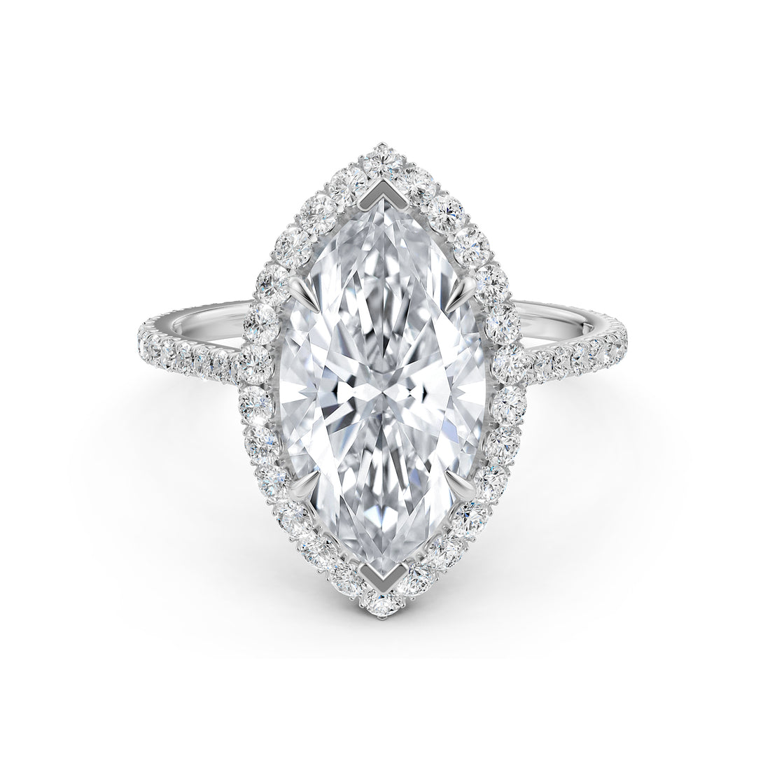 French U Pave Halo 2.54 Ctw. Round IGI Certified Diamond Engagement Ring