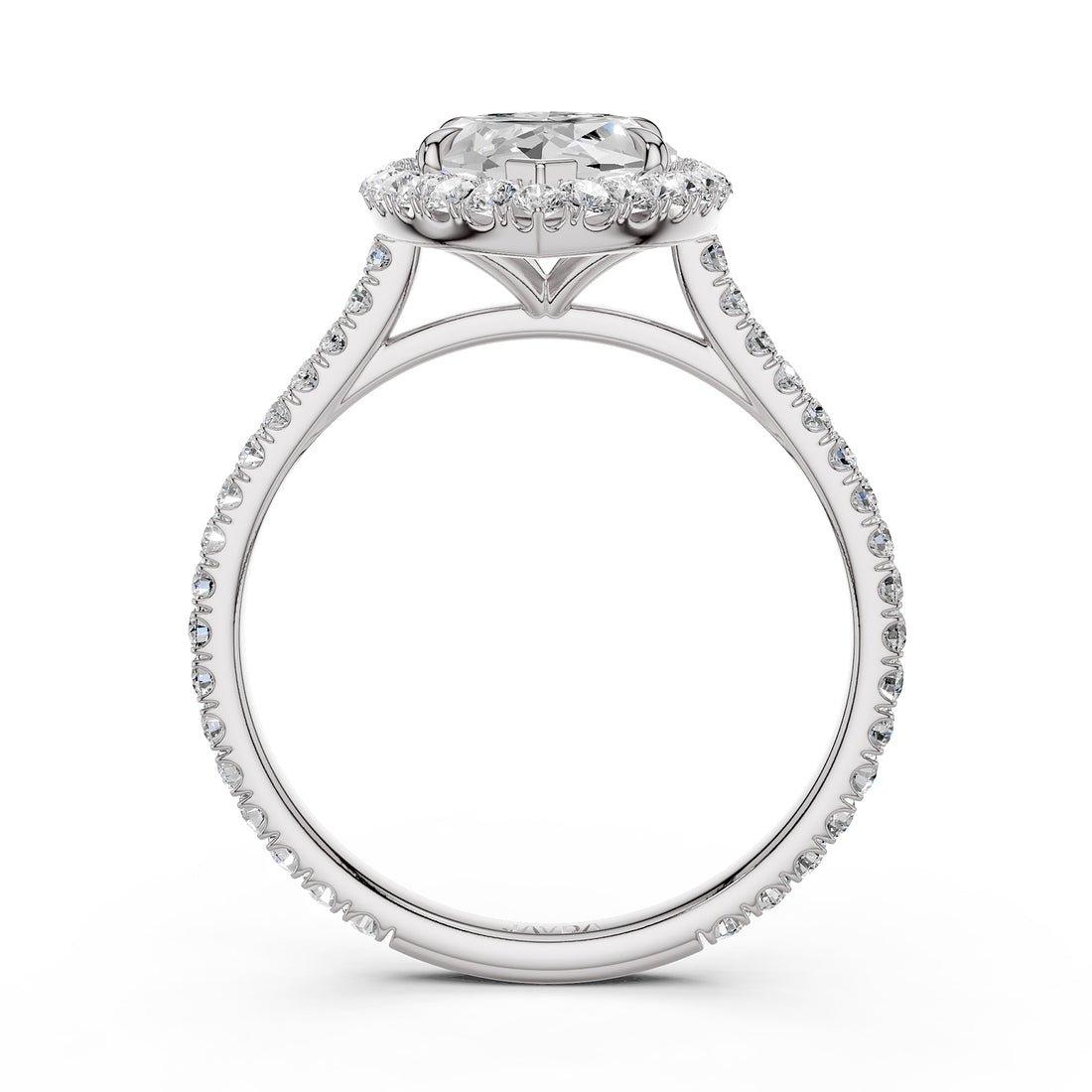 French U Pave Halo 2.54 Ctw. Round IGI Certified Diamond Engagement Ring