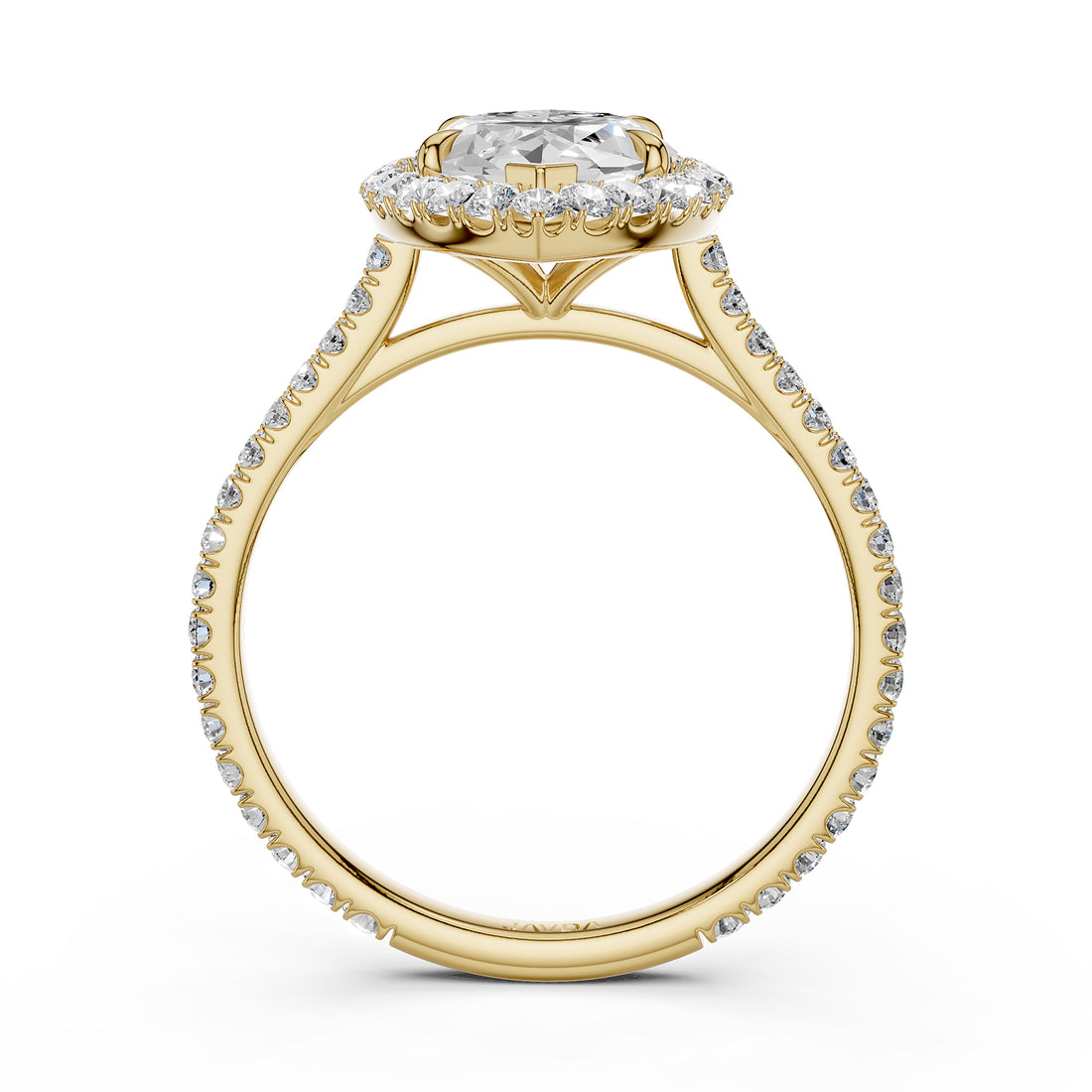 French U Pave Halo 2.54 Ctw. Round IGI Certified Diamond Engagement Ring