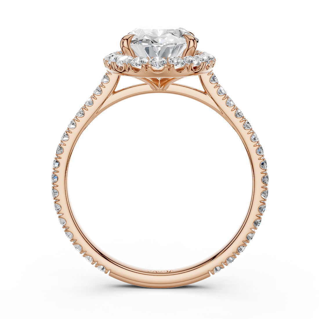 French U Pave Halo 2.54 Ctw. Round IGI Certified Diamond Engagement Ring