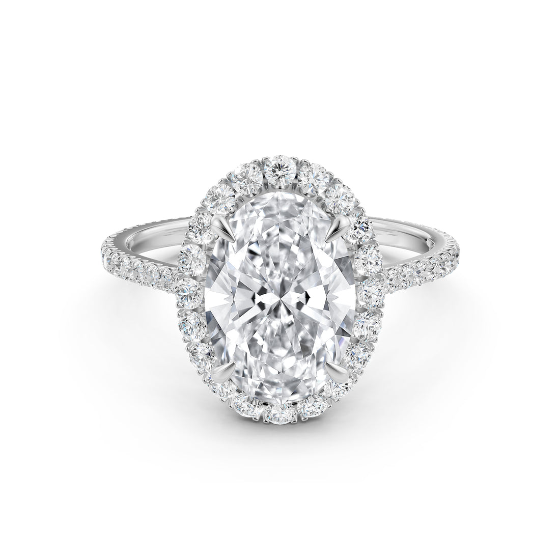 French U Pave Halo 2.54 Ctw. Round IGI Certified Diamond Engagement Ring