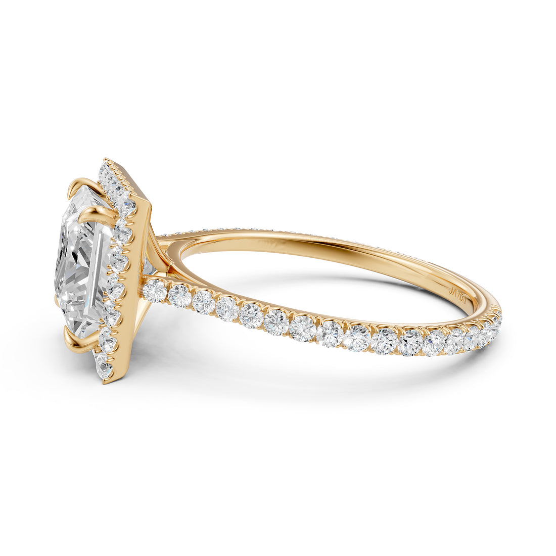 French U Pave Halo 2.54 Ctw. Round IGI Certified Diamond Engagement Ring