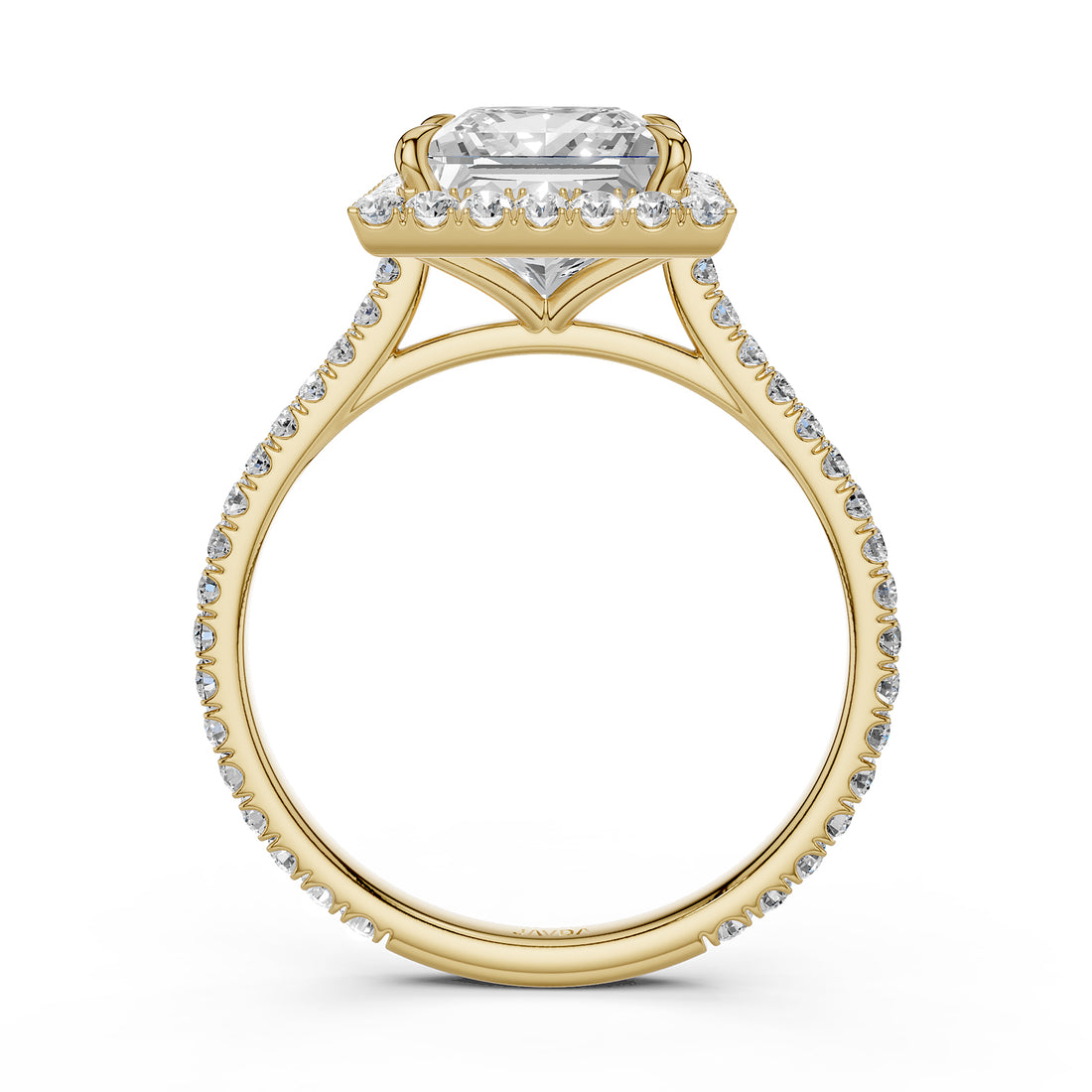 French U Pave Halo 2.54 Ctw. Round IGI Certified Diamond Engagement Ring