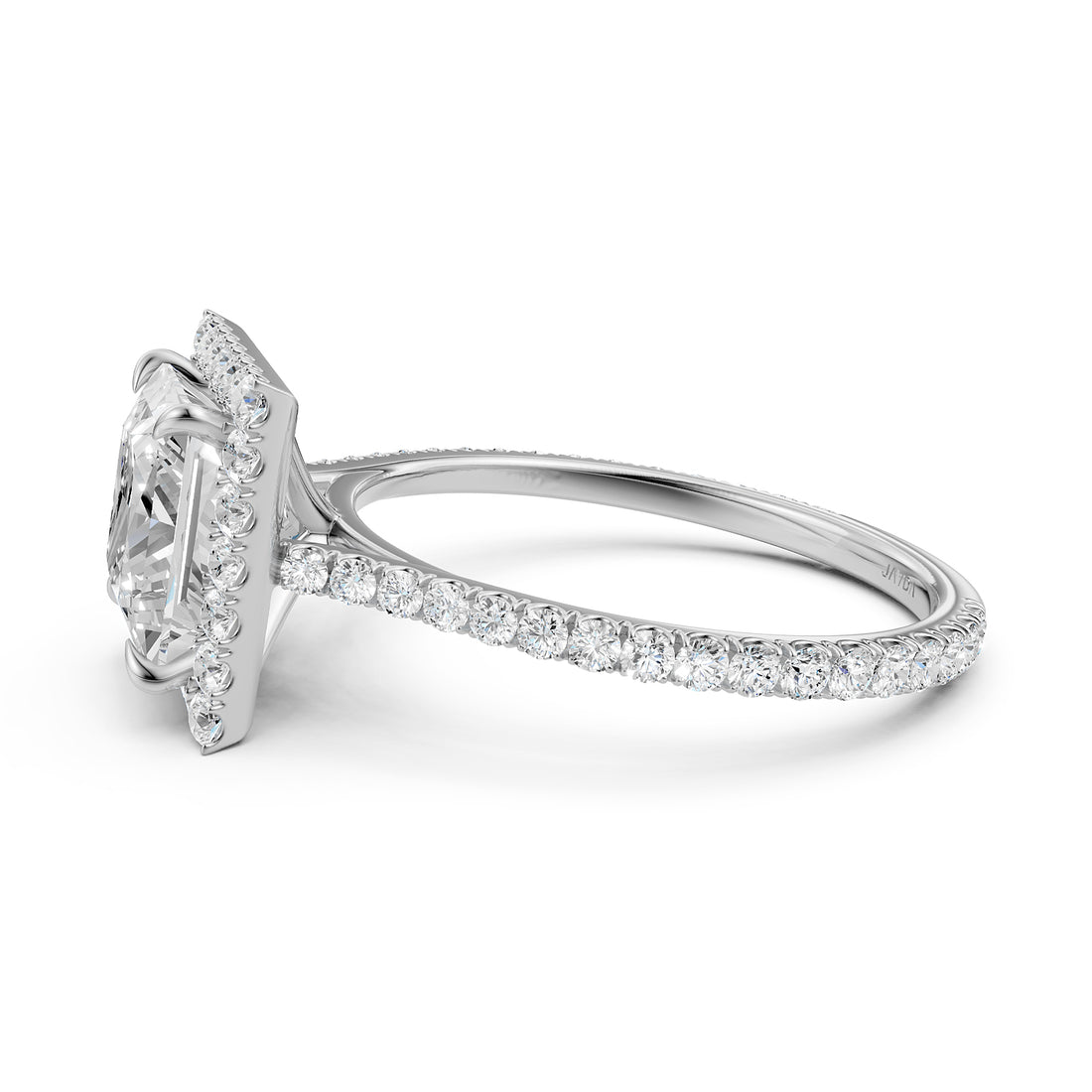 French U Pave Halo 2.54 Ctw. Round IGI Certified Diamond Engagement Ring
