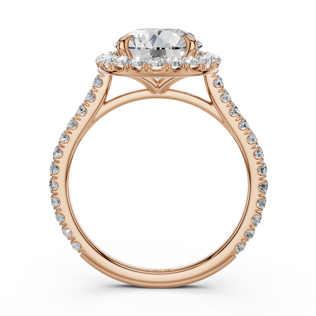 French U Pave Halo 2.54 Ctw. Round IGI Certified Diamond Engagement Ring