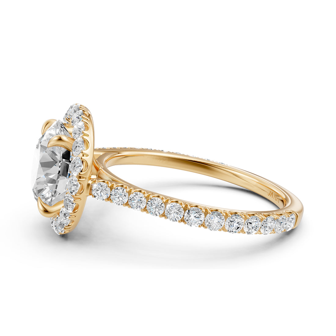 French U Pave Halo 2.54 Ctw. Round IGI Certified Diamond Engagement Ring