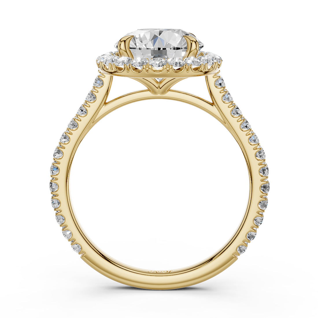 French U Pave Halo 2.54 Ctw. Round IGI Certified Diamond Engagement Ring