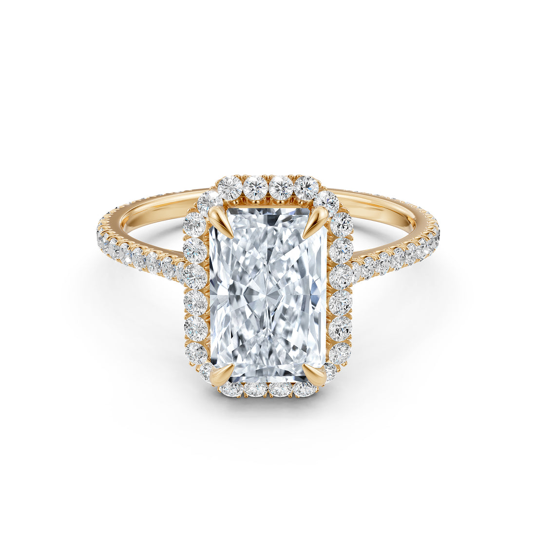 French U Pave Halo 2.54 Ctw. Round IGI Certified Diamond Engagement Ring