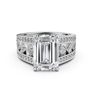 Emerald Cut Lab Grown Diamond Engagement Ring 4.25 Ct IGI Certified with Side Stones Emerald Cut Lab Grown Diamond Engagement Ring 4.25 Ct IGI Certified with Side Stones