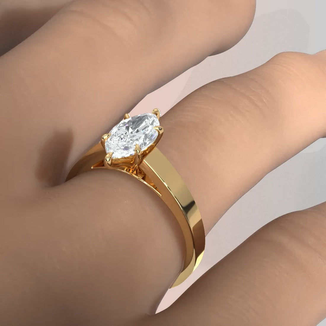 3.5mm Cathedral Style Flat Edge Solitaire Lab Grown Diamond IGI Certified Engagement Ring 4g Setting 1.00 Ctw.